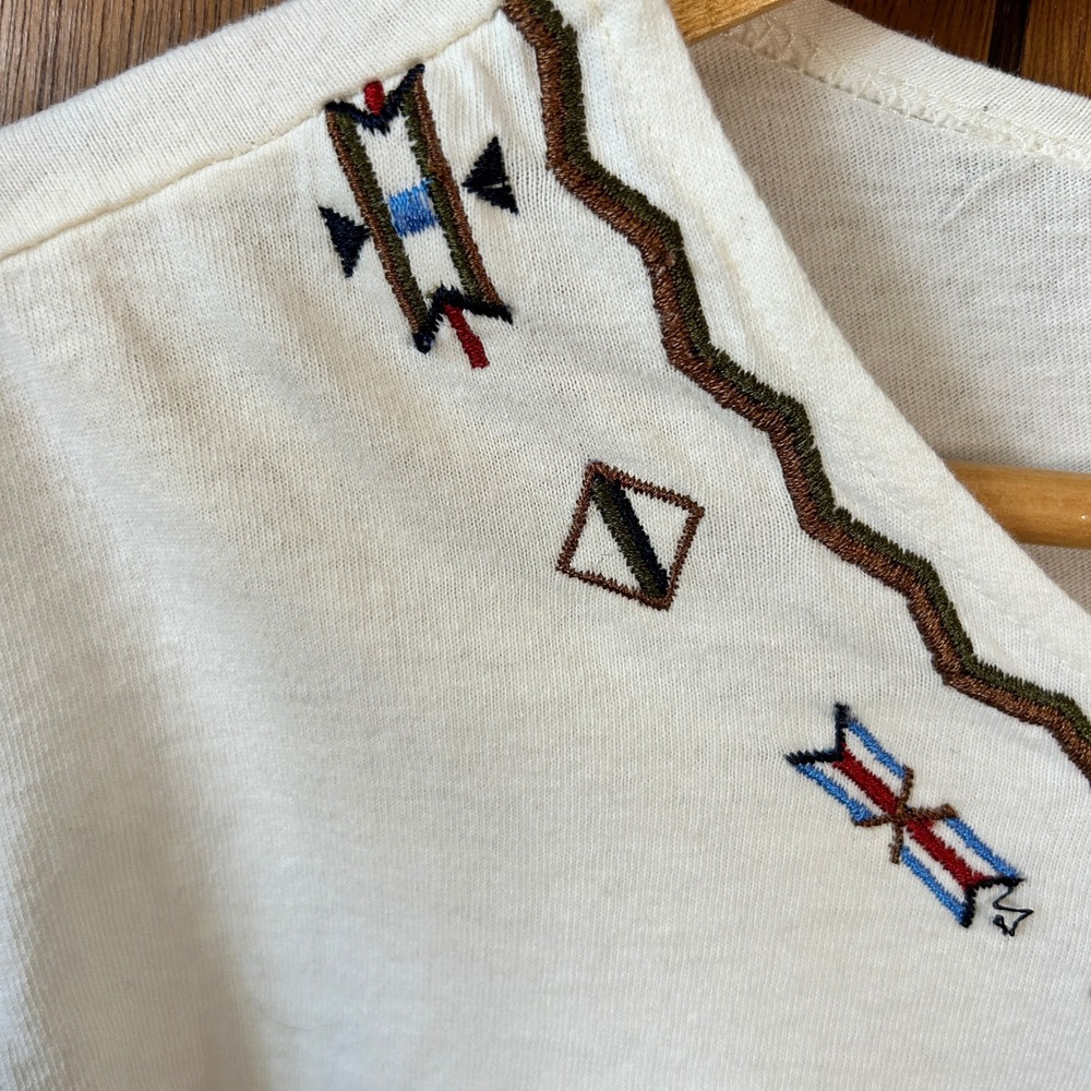 New Look White Embroidered‎ Long Sleeve Top Aztec Southwestern XLarge - Picture 5 of 6